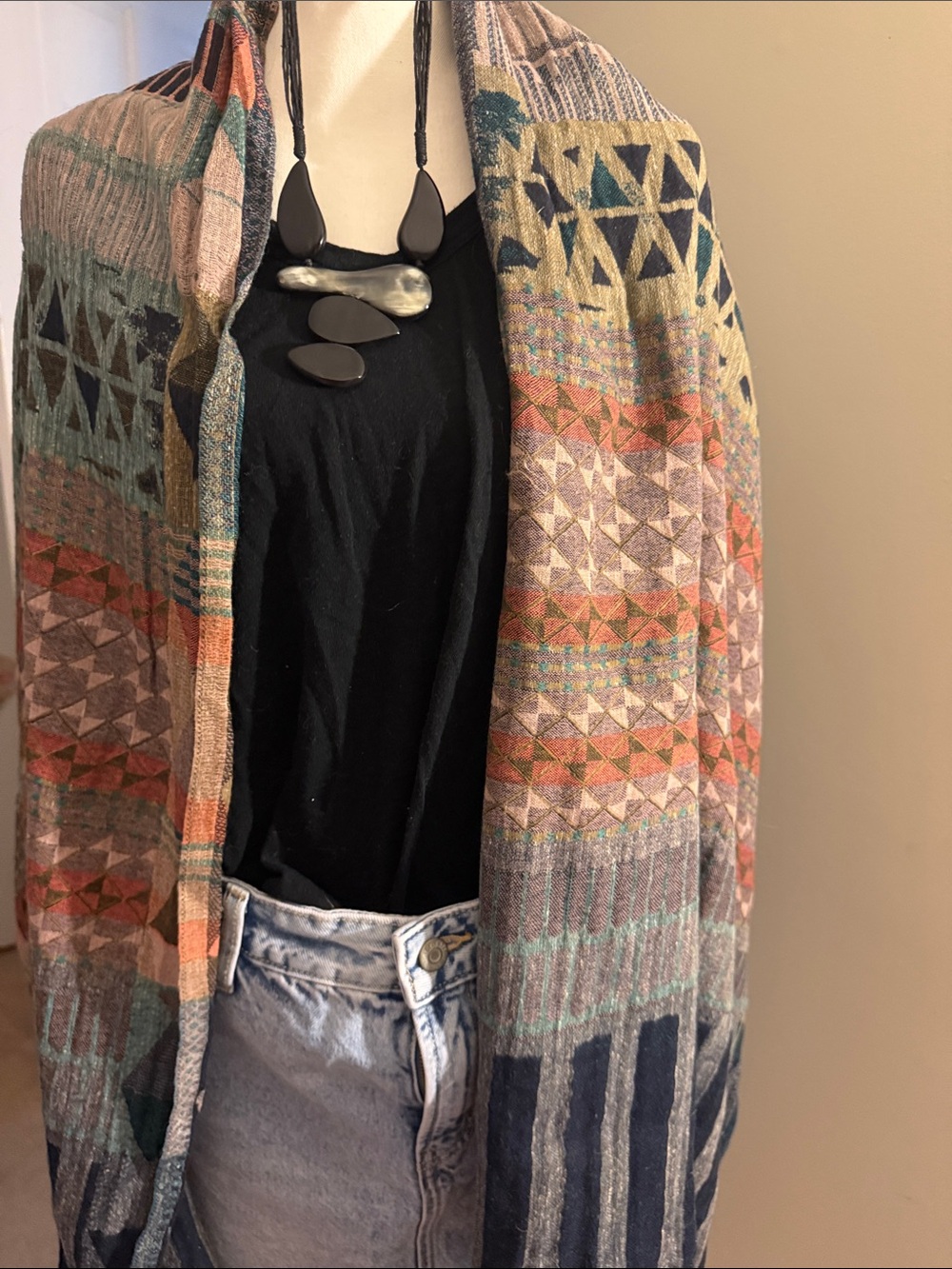Fat Face Multicolor Geometric Knit Wrap